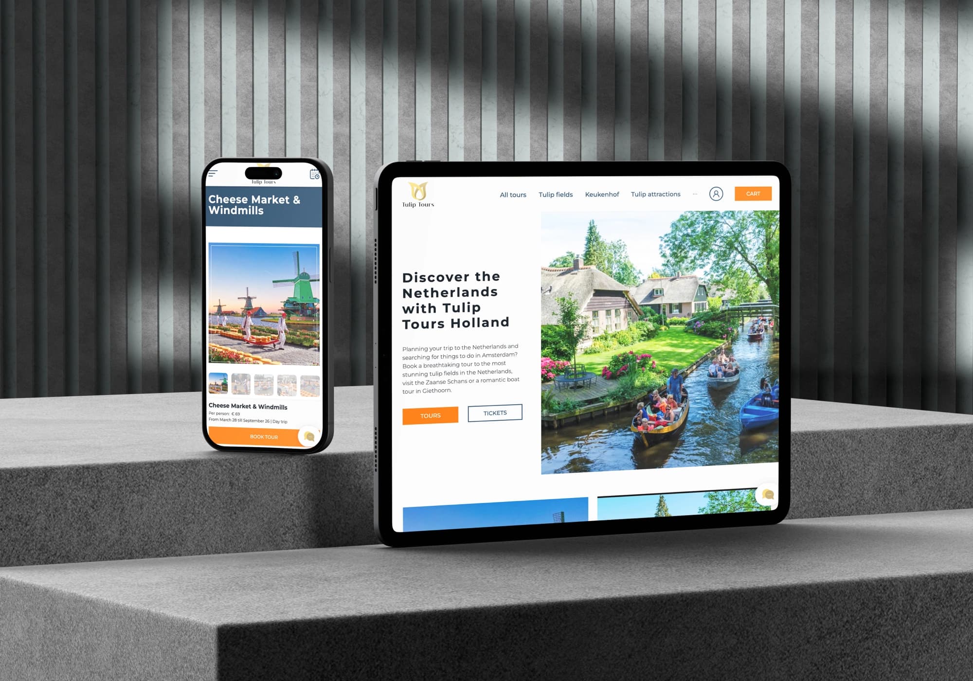 Desktopversie van de homepagina van Tulip Tours Holland